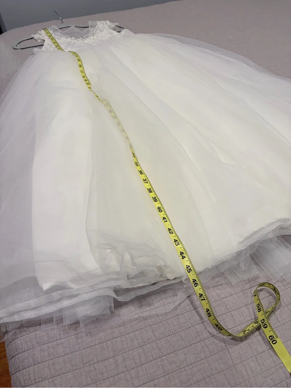 White Lace & Tulle Flower Girl Dress Girls Size 8/10
